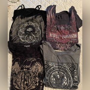 All 4 Harley Davidson shirts together